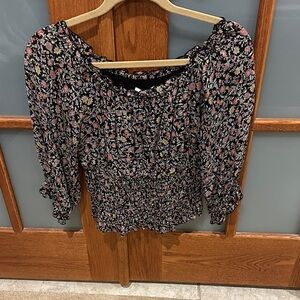 Anthropologie Black and Pink Floral Blouse​